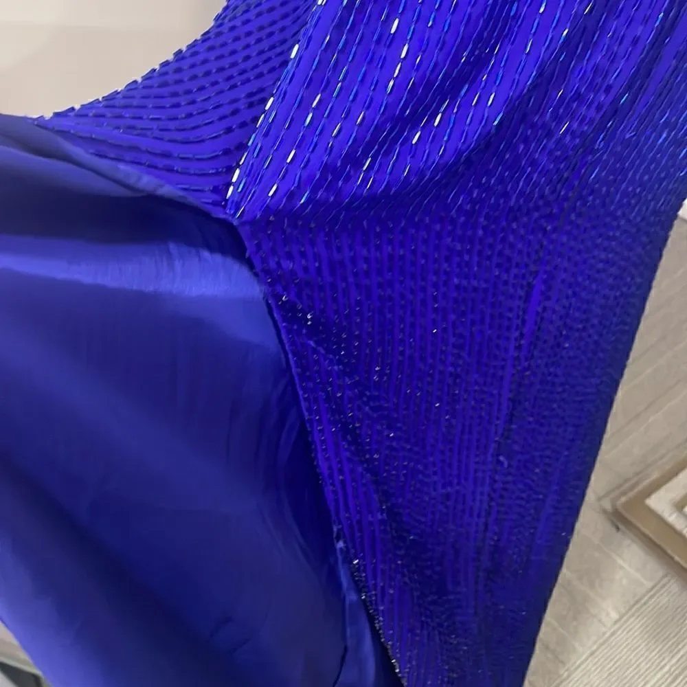 VTG Alyce Design Beaded Sequins Evening Gown Dress. Size 12 L large 100% silk